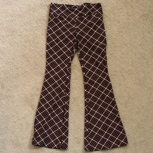 Stylish Brown Plaid Women's Pants